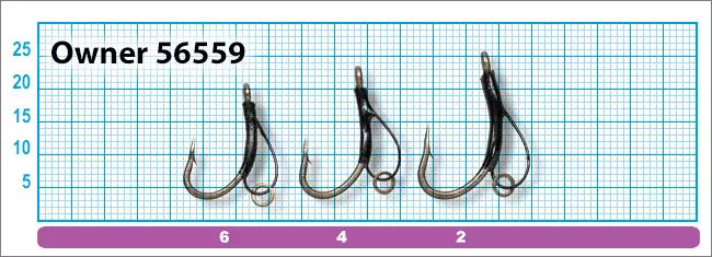 Размеры крючков Owner 56559 Carp Taff D-Rig