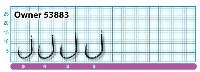 Нумерация одинарников Owner 53883 Iseama Размеры крючков Owner 53883 Iseama