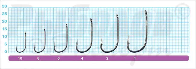 Размеры крючков Owner 51455 Carp Down