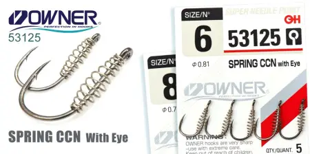 Одинарный крючок OWNER, 53125, колечко, пружинка, черный BC