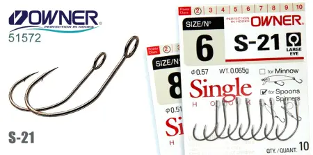 Одинарный крючок OWNER TROUT SALMONS (S-21BC)