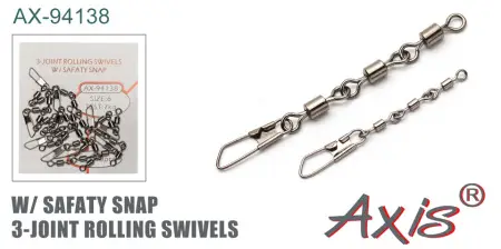 AX-94138 3-Joint Rolling Swivels W/ Safaty Snap