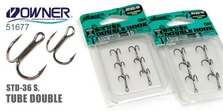 Двойной крючок OWNER STD-36BC, нахлыст под трубку
