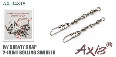 AX-94818 2-joint Rolling Swivels w/ Safey Snap