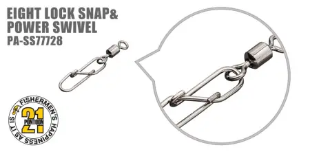 Вертлюг с застежкой Pontoon21 Eight Lock Snap&Power Swivel PA-SS77728